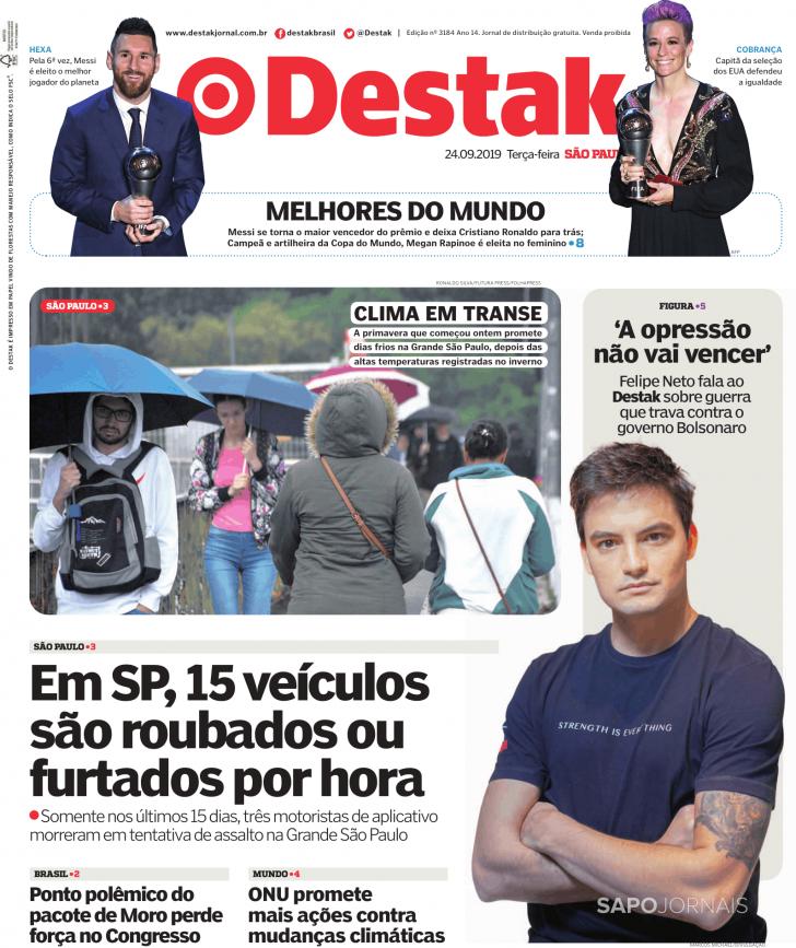 Capa Destak-S�o Paulo - 2019-09-24