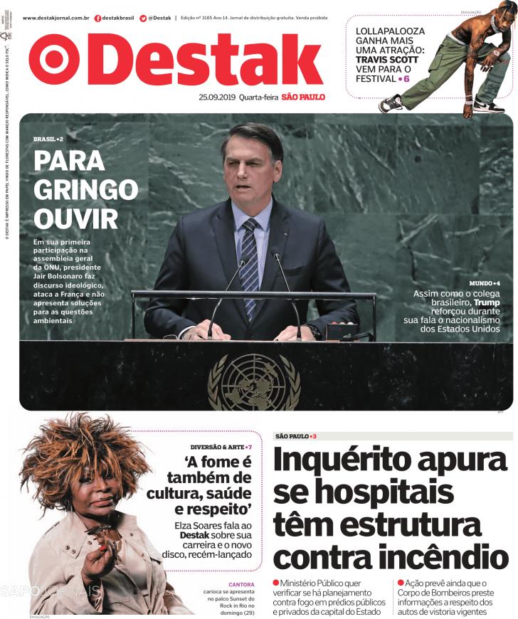 Capa Destak-S�o Paulo - 2019-09-25