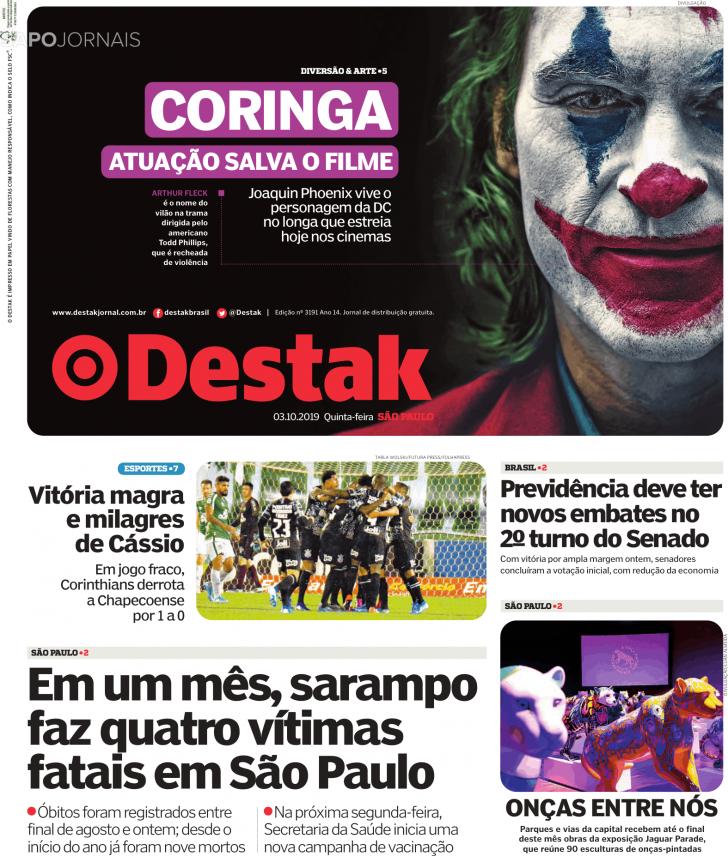 Capa Destak-S�o Paulo - 2019-10-03