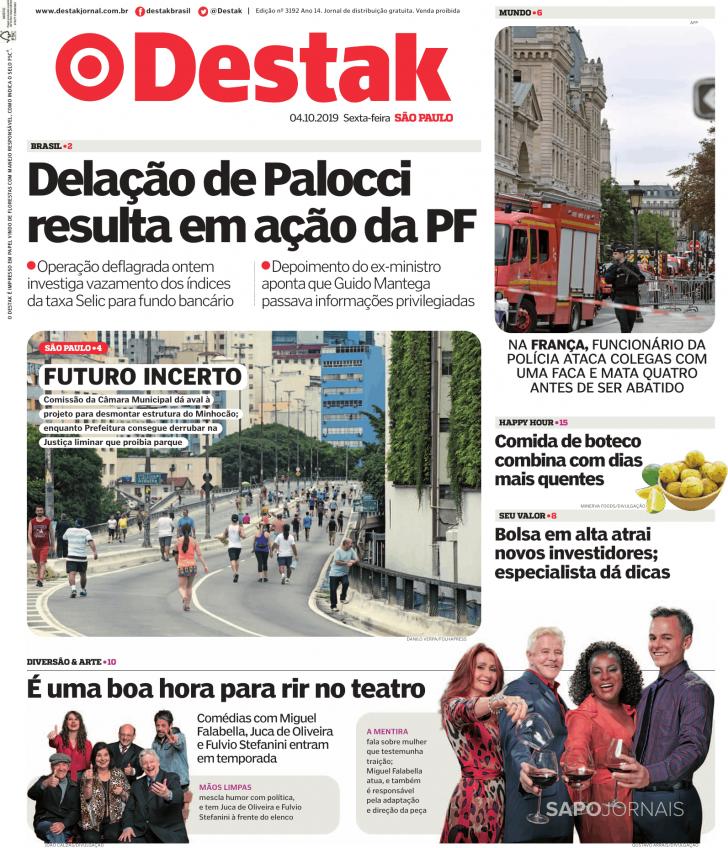 Capa Destak-S�o Paulo - 2019-10-04