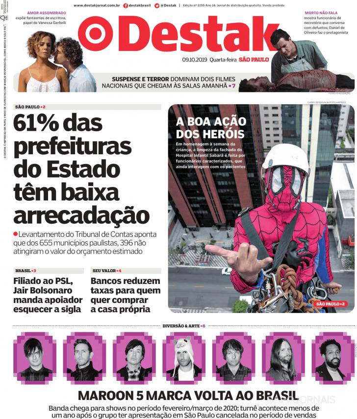Capa Destak-S�o Paulo - 2019-10-09