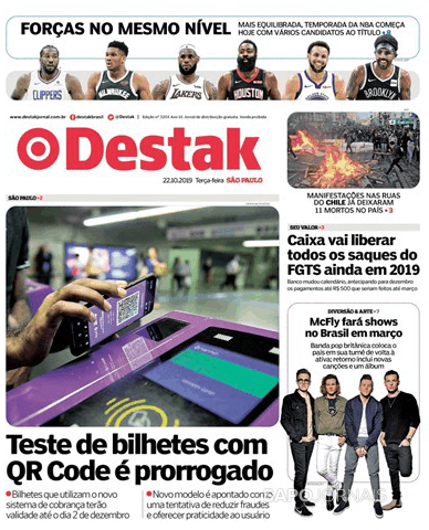 Capa Destak-S�o Paulo - 2019-10-22