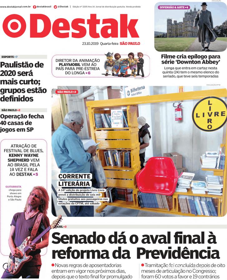 Capa Destak-S�o Paulo - 2019-10-23