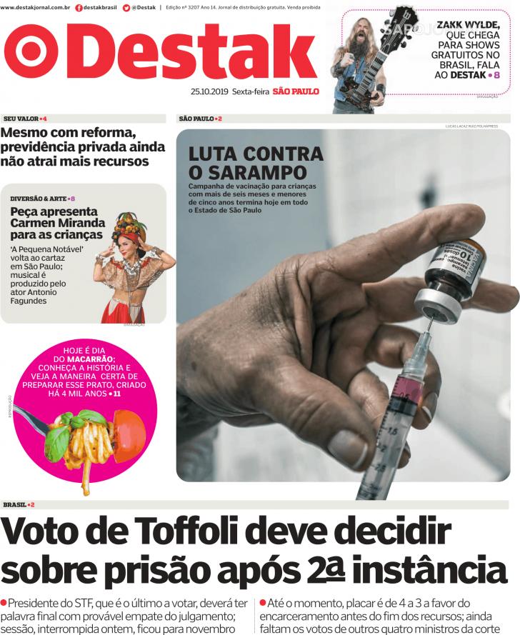 Capa Destak-S�o Paulo - 2019-10-25