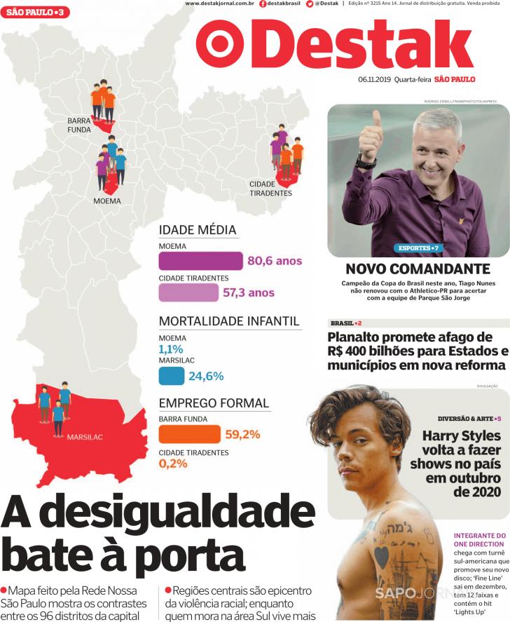 Capa Destak-S�o Paulo - 2019-11-06