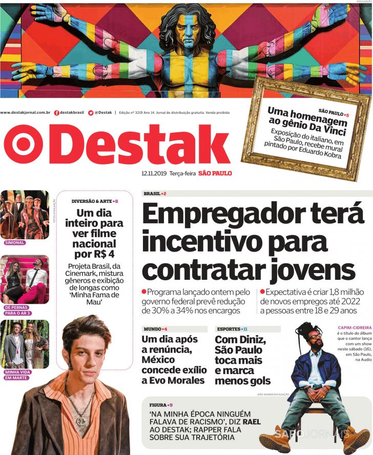 Capa Destak-S�o Paulo - 2019-11-12