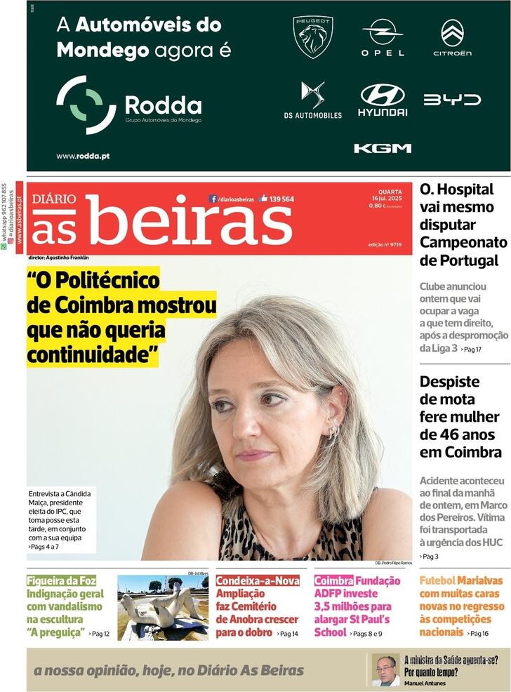 Capa Dirio As Beiras - 2025-07-16