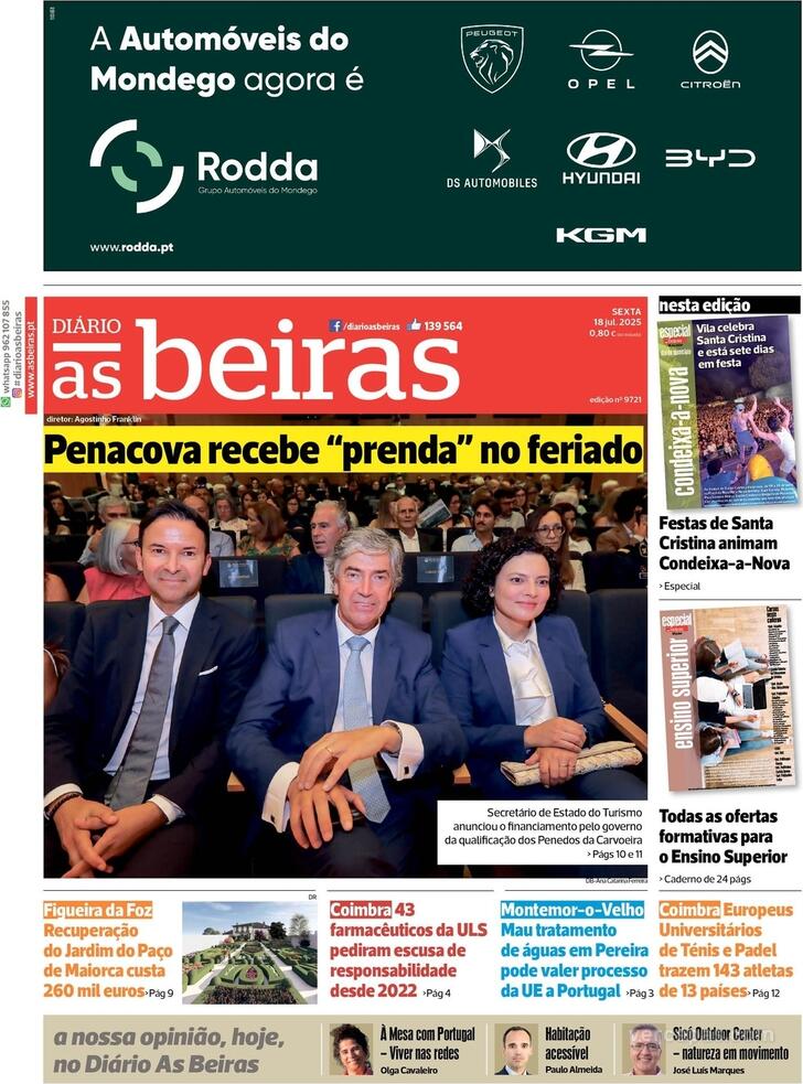 Capa Dirio As Beiras - 2025-07-18
