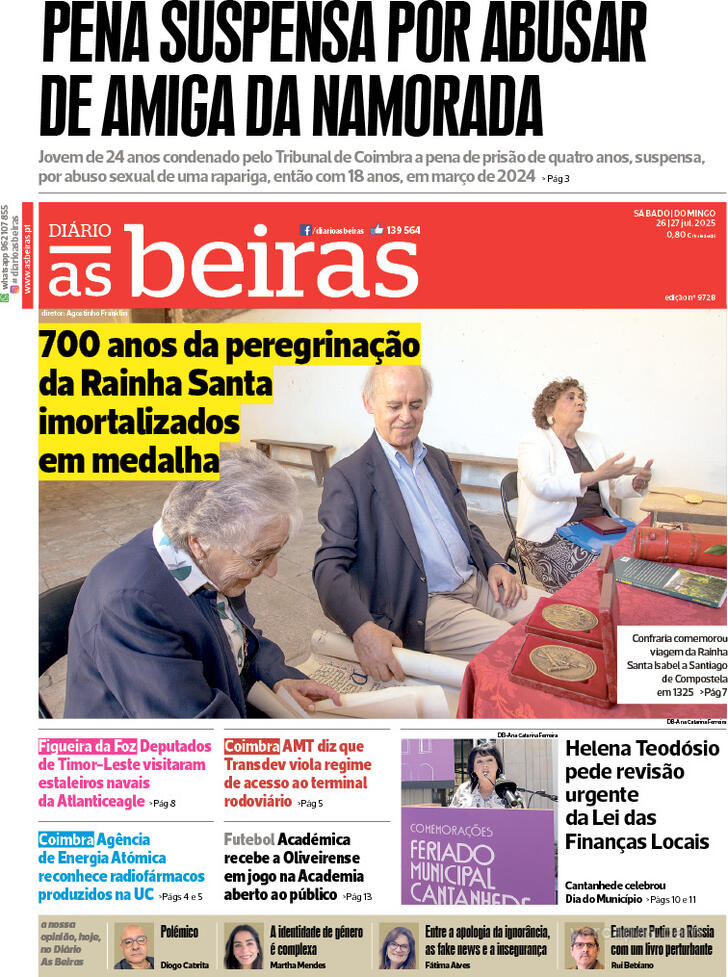 Capa Dirio As Beiras - 2025-07-26