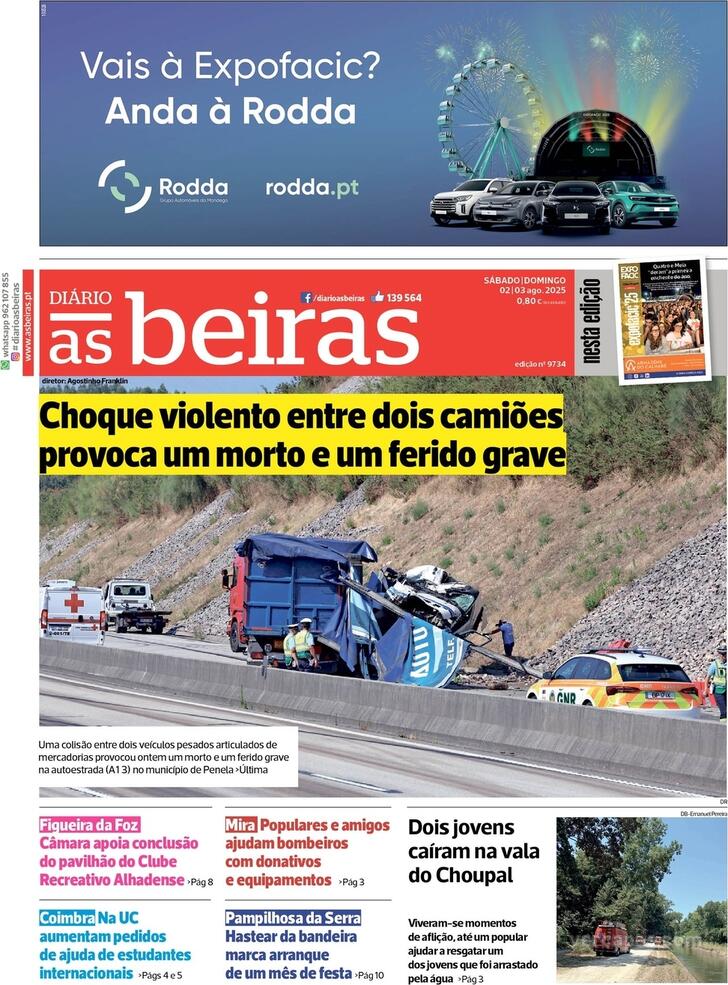 Capa Dirio As Beiras - 2025-08-02
