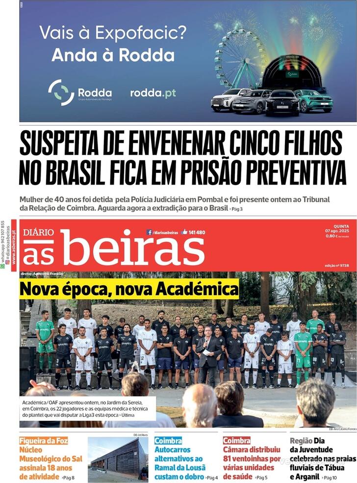 Capa Dirio As Beiras - 2025-08-07