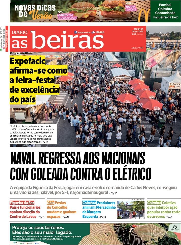Capa Dirio As Beiras - 2025-08-11