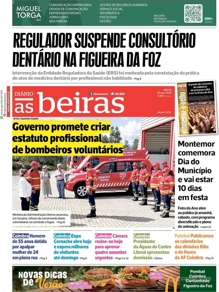 Capa Dirio As Beiras - 2025-08-29