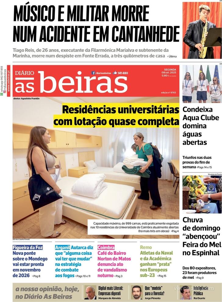 Capa Dirio As Beiras - 2025-09-08