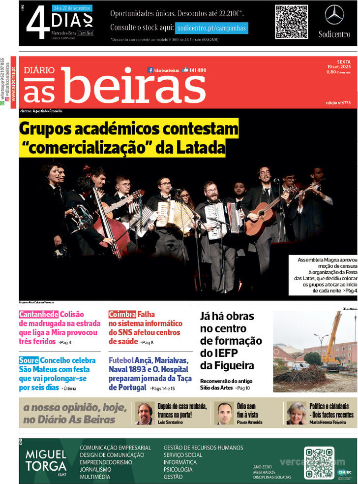 Capa Dirio As Beiras - 2025-09-19