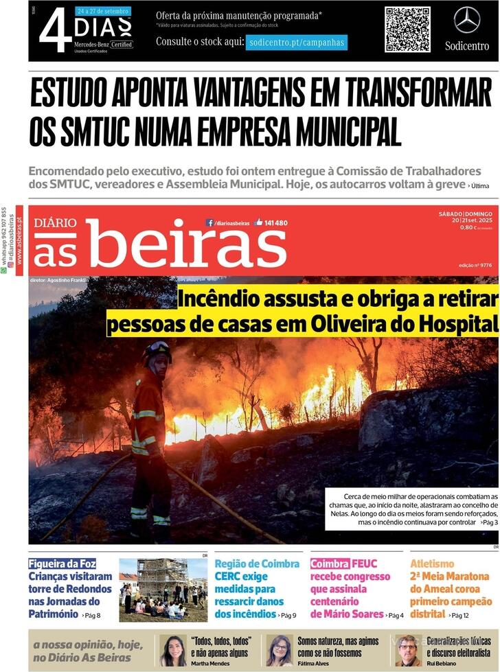 Capa Dirio As Beiras - 2025-09-20