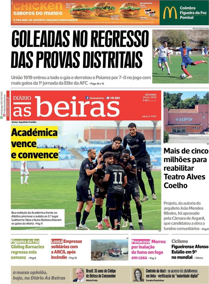 Capa Dirio As Beiras - 2025-09-29