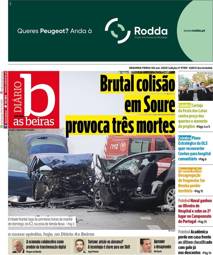 Capa Dirio As Beiras - 2025-10-06
