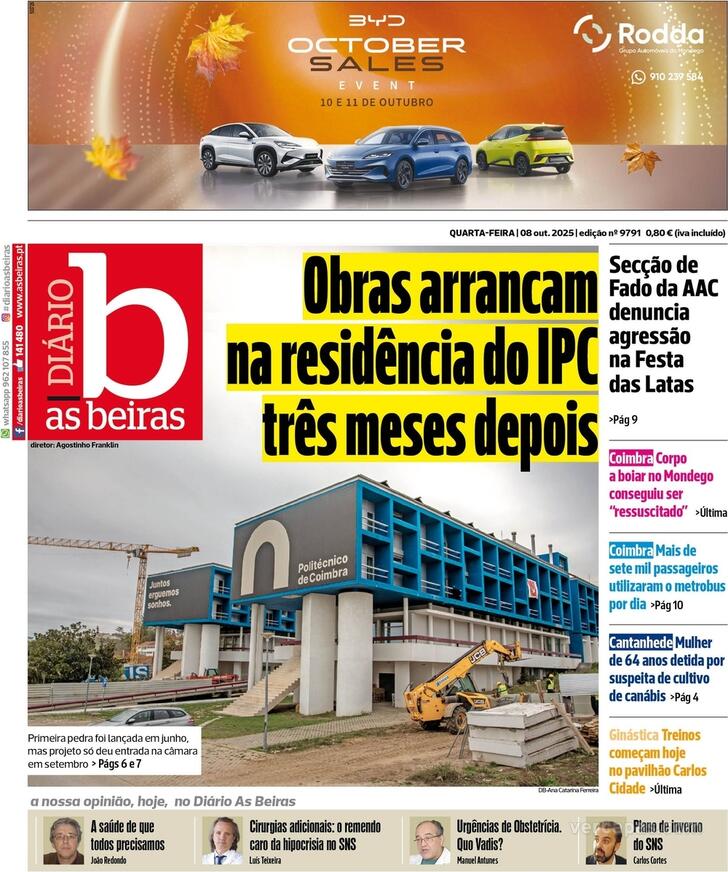 Capa Dirio As Beiras - 2025-10-08
