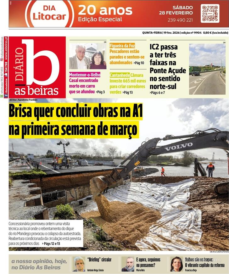 Capa Di�rio As Beiras - 2026-02-19