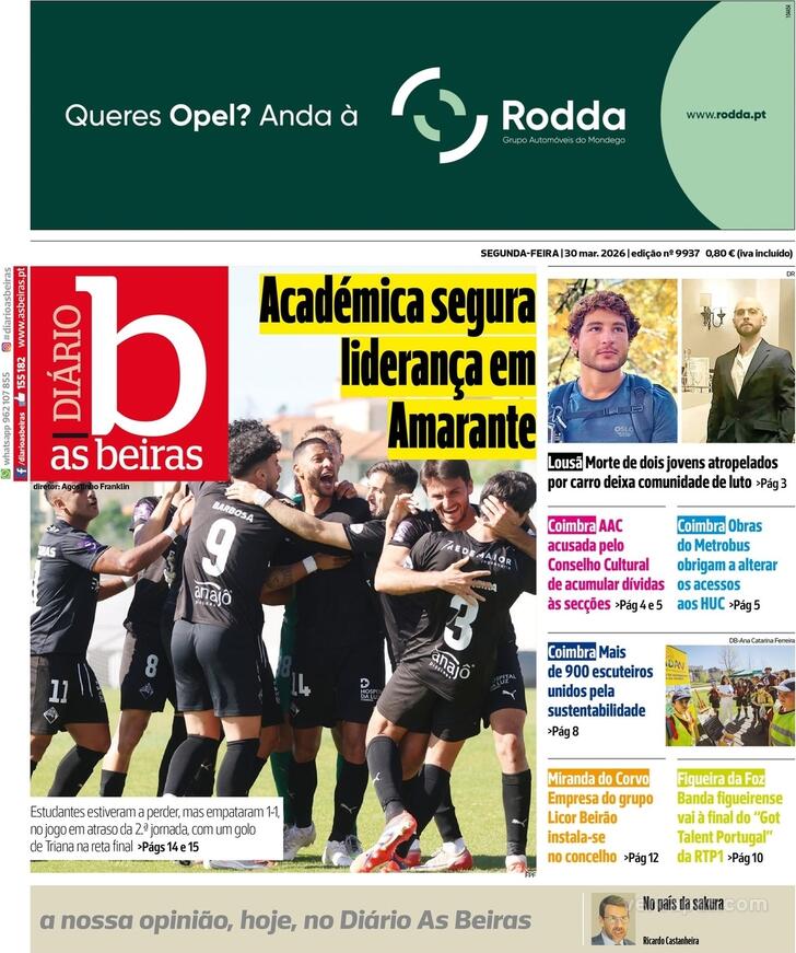 Capa Di�rio As Beiras - 2026-03-30