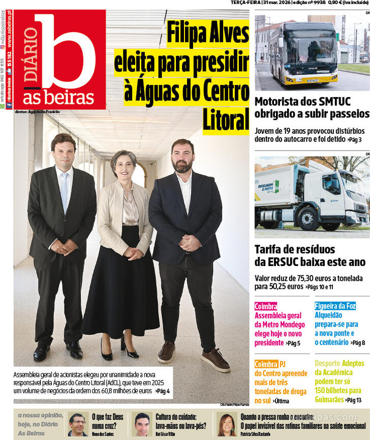 Capa Di�rio As Beiras - 2026-03-31