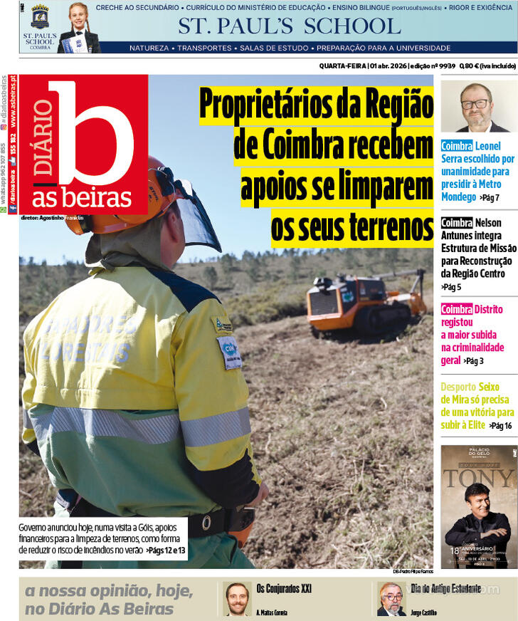 Capa Di�rio As Beiras - 2026-04-01