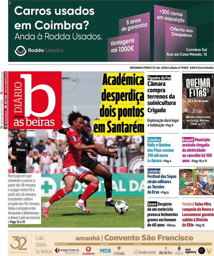Capa Di�rio As Beiras - 2026-04-27