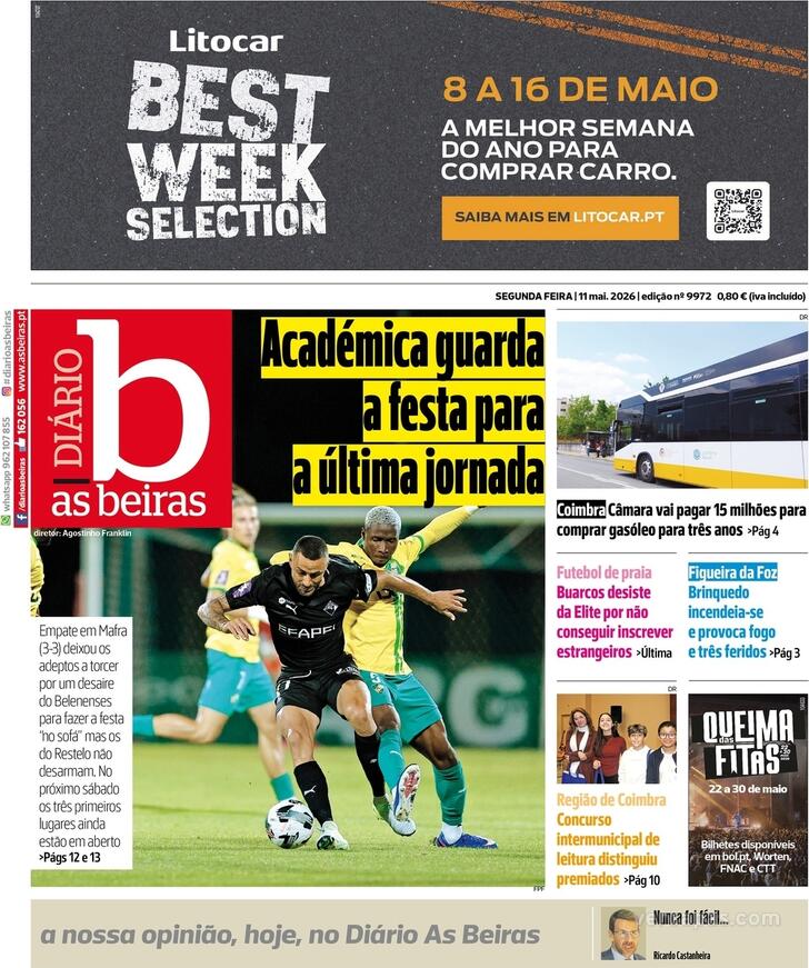 Capa Di�rio As Beiras - 2026-05-11