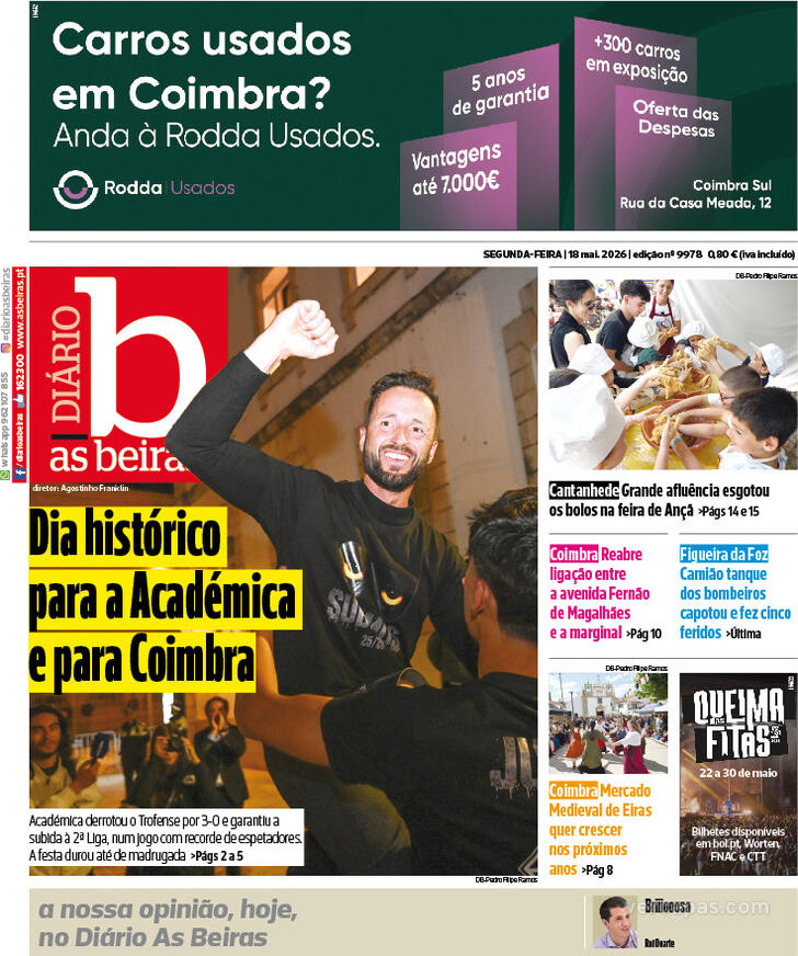 Capa Di�rio As Beiras - 2026-05-18