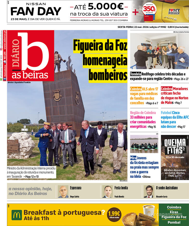 Capa Di�rio As Beiras - 2026-05-22