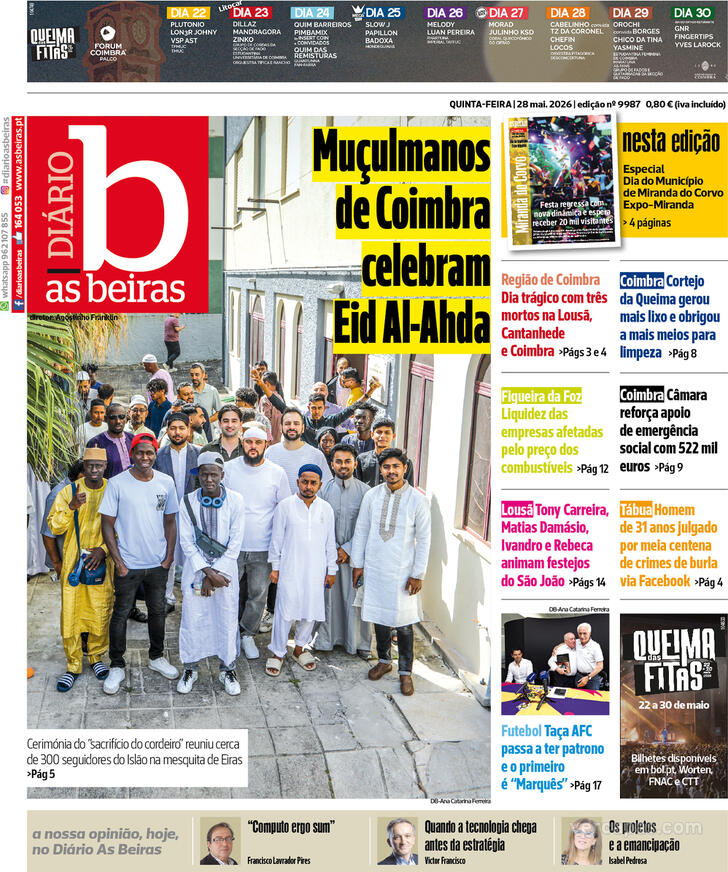 Capa Di�rio As Beiras - 2026-05-28