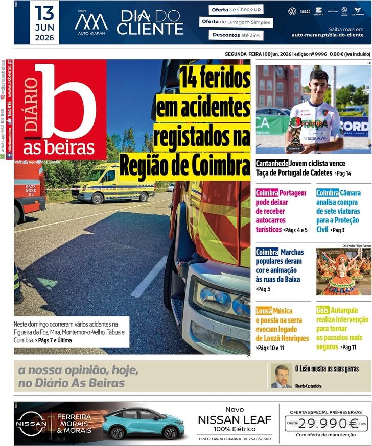 Capa Di�rio As Beiras - 2026-06-08
