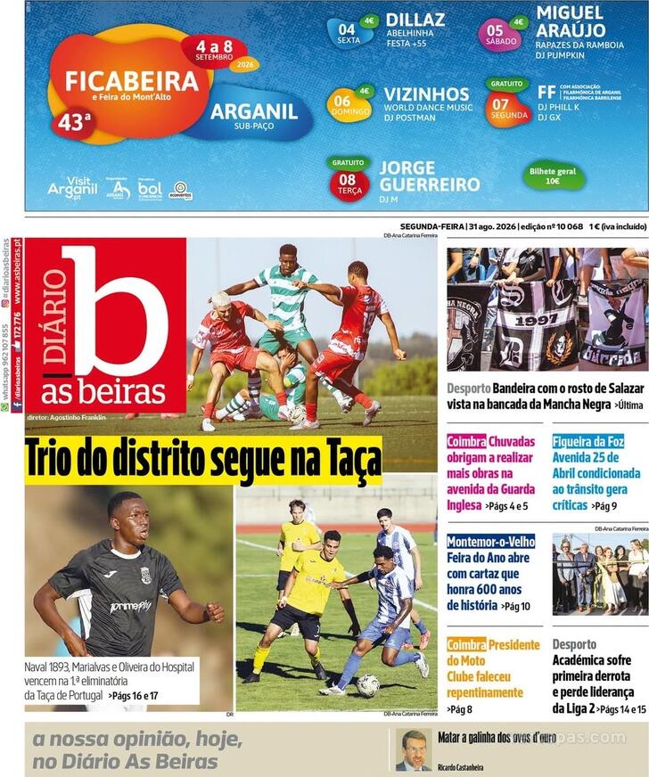 Capa Di�rio As Beiras - 2026-08-31