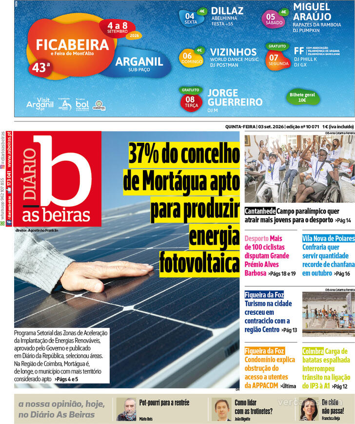 Capa Di�rio As Beiras - 2026-09-03