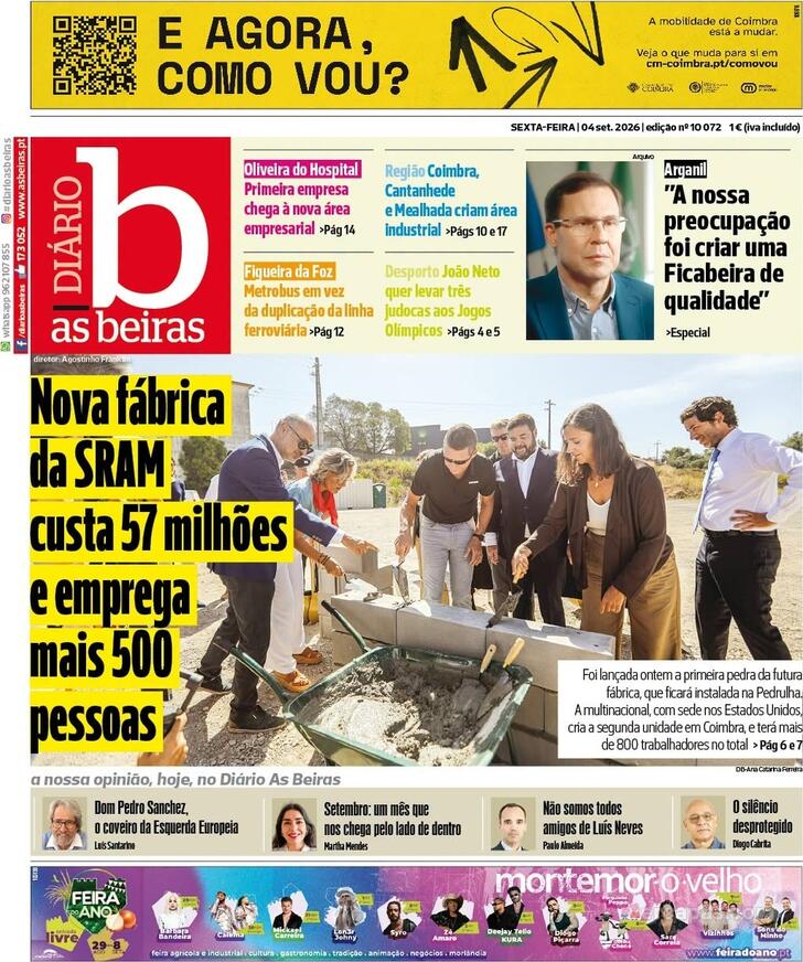 Capa Di�rio As Beiras - 2026-09-04