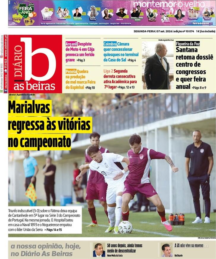 Capa Di�rio As Beiras - 2026-09-07