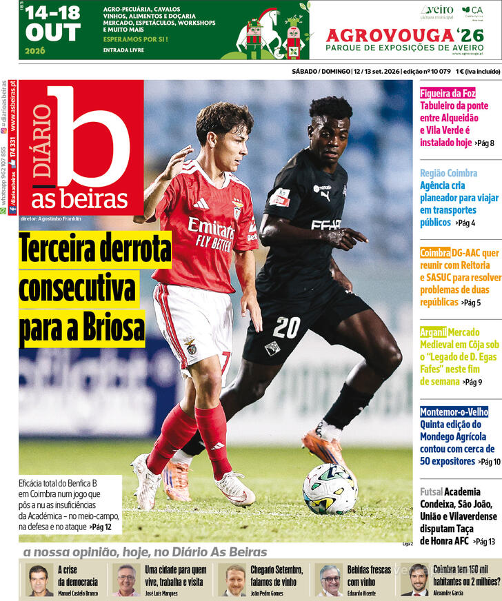 Capa Di�rio As Beiras - 2026-09-12
