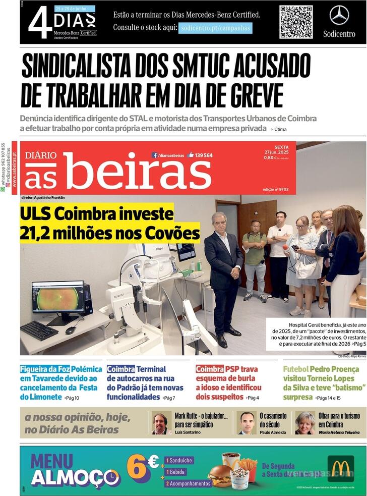 Capa Dirio As Beiras - 2025-06-27