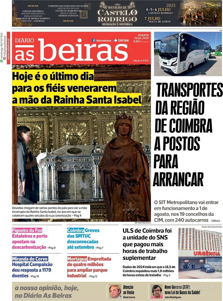 Capa Dirio As Beiras - 2025-07-02