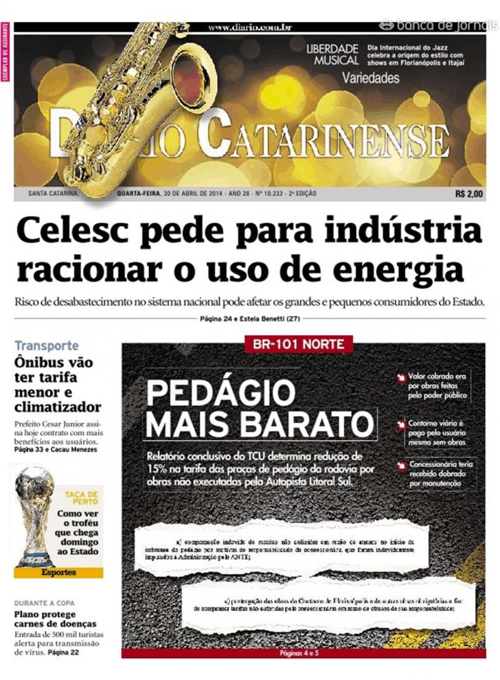 Capa Dirio Catarinense - 2014-04-30