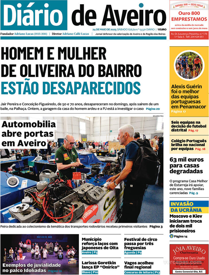 Capa Dirio de Aveiro - 2025-05-24