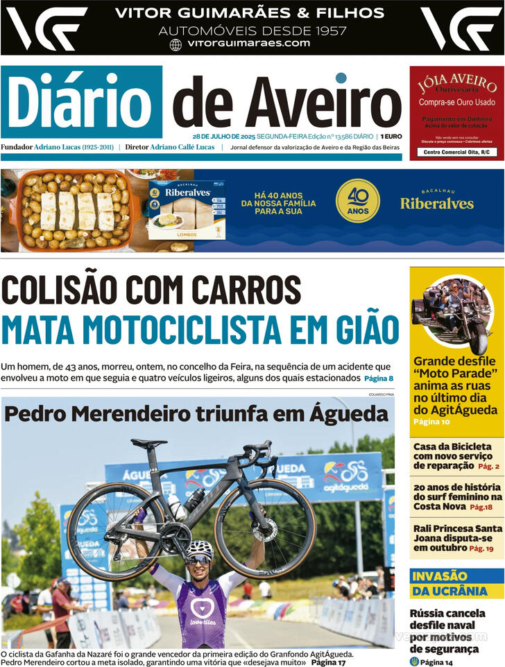 Capa Dirio de Aveiro - 2025-07-28