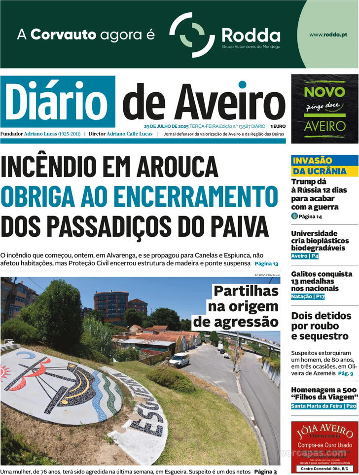 Capa Dirio de Aveiro - 2025-07-29