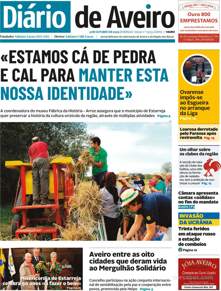 Capa Dirio de Aveiro - 2025-10-05