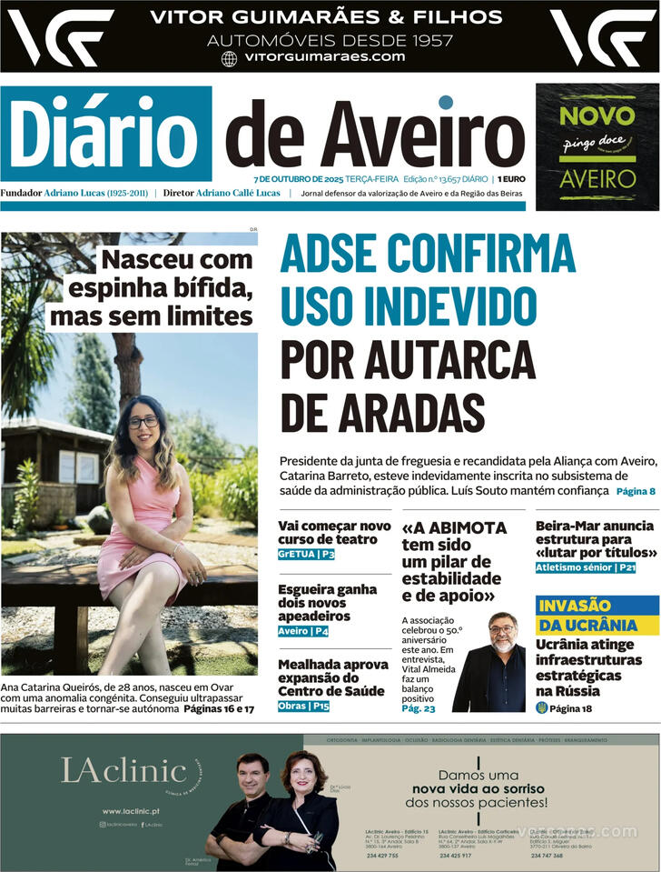 Capa Dirio de Aveiro - 2025-10-07