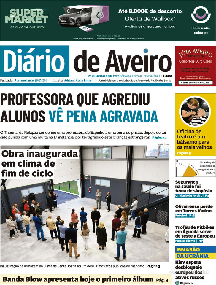Capa Dirio de Aveiro - 2025-10-25