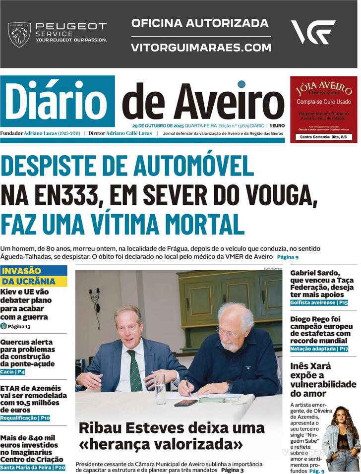 Capa Dirio de Aveiro - 2025-10-29
