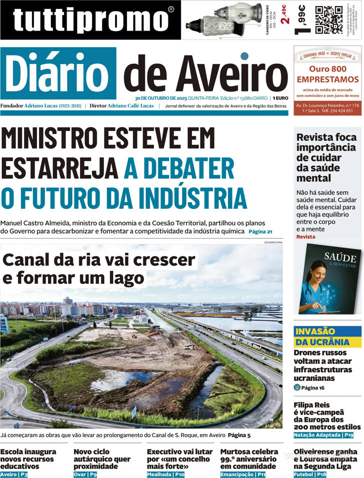 Capa Dirio de Aveiro - 2025-10-30