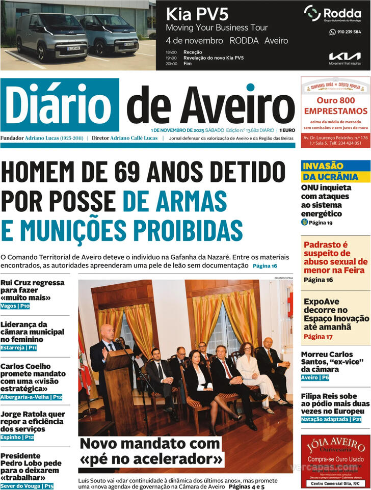 Capa Dirio de Aveiro - 2025-11-01
